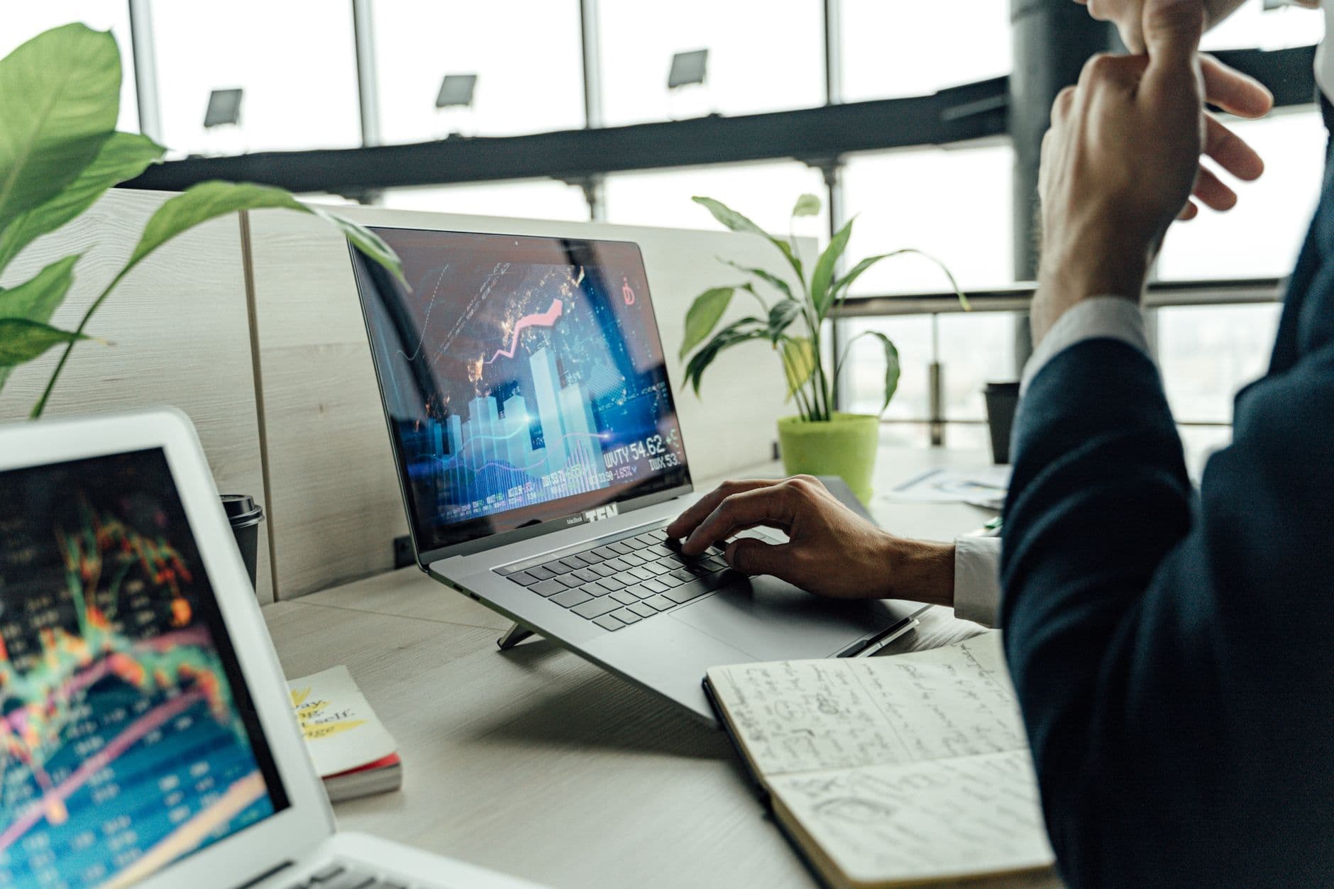 Business owner reviewing accounting dashboard with CPA advisor